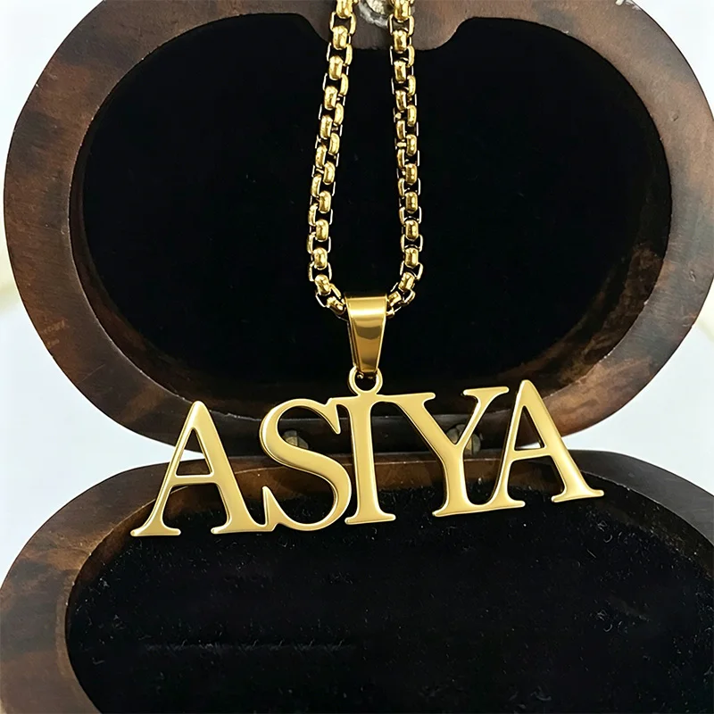 

Stainless Steel Name Necklace Jewelry Customized Woman Man Girls Cuban Chain Link personalizado Initial Pendant Necklace Gift