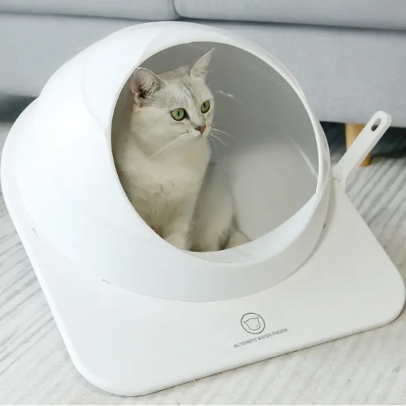 AntiSplash Cat Litter Box Large Spherical SemiEnclosed Deodorant Cat Toilet Round Space Capsule Design Odor Control Sandbox