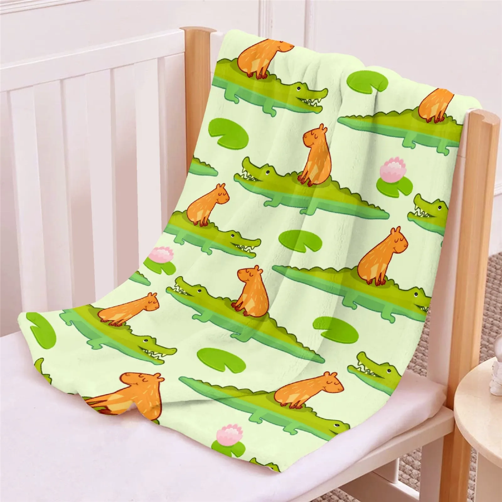 Capybara Flannel Blankets Funny Animals Crocodile 3D Printed Throw Blanket Office Nap Portable Quilts 5 Size Dropshipping