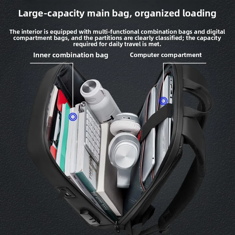 

Кожаный минималистичный мужской рюкзак для ноутбука — элегантная деловая и дорожная сумка с USB-портом, паролем и легким дизайном