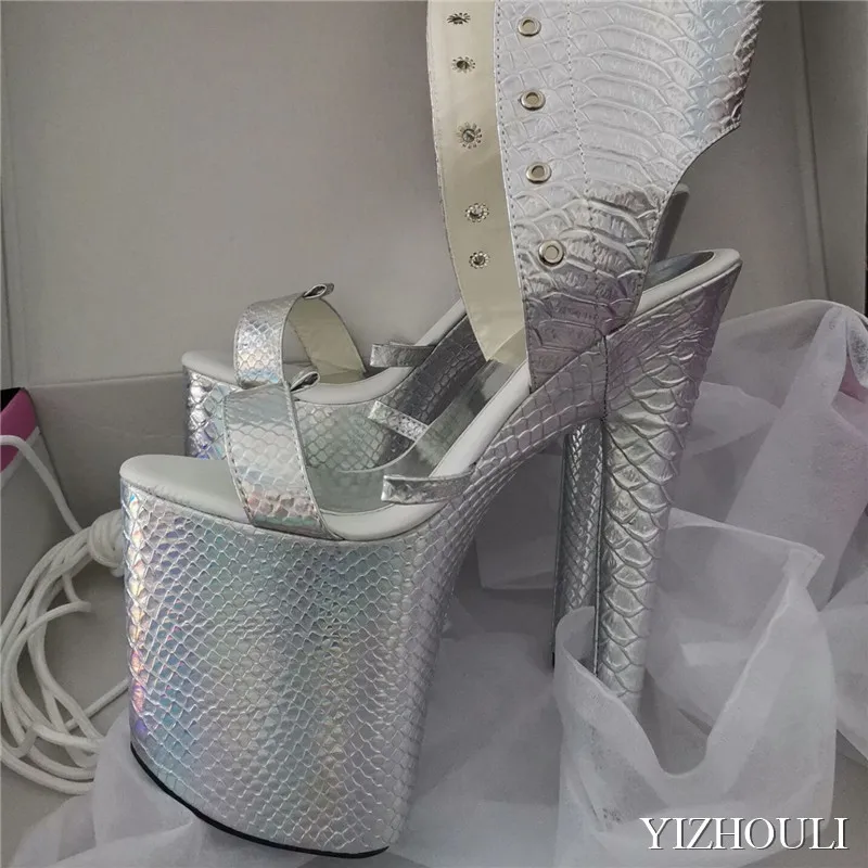 

20cm summer women's boots, sexy open-toed boots, fashionable lace-up soft leather boots, night club high-heeled model ankle boot