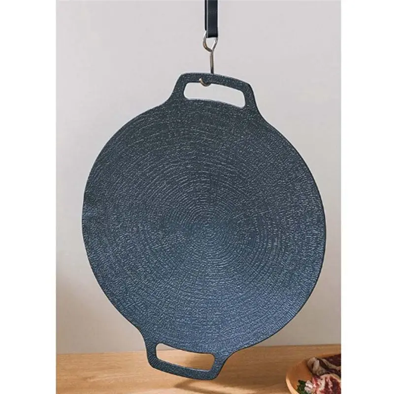 ABPF 38Cm Thick Cast Iron Frying Pan Flat Pancake Griddle Non-Stick Bbq Grill Induction Cooker Open Flame Cooking Pot
