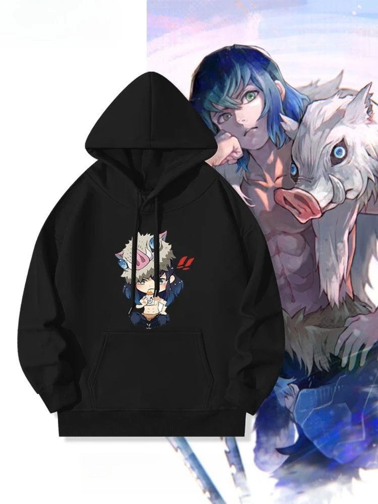 Ghost Destroyer Blade Mouth Ping Yizuke Printed Men's and Women's Autumn and Winter Hoodies Loose Large Size Warm Top