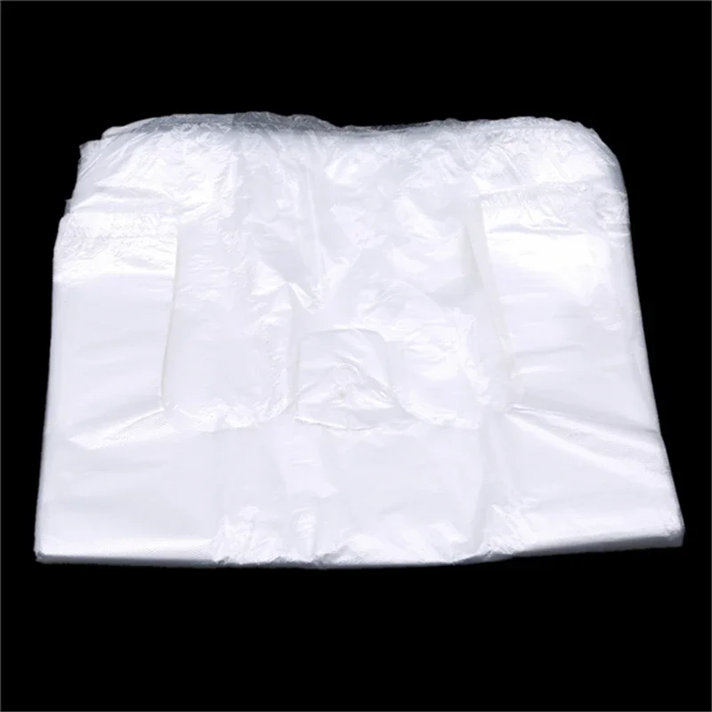 100er-Pack transparente Plastik-Einkaufstaschen mit Griffen, Supermarkt-Lebensmittelbeutel, Aufbewahrungstasche, Einkaufstasche – Detail 8