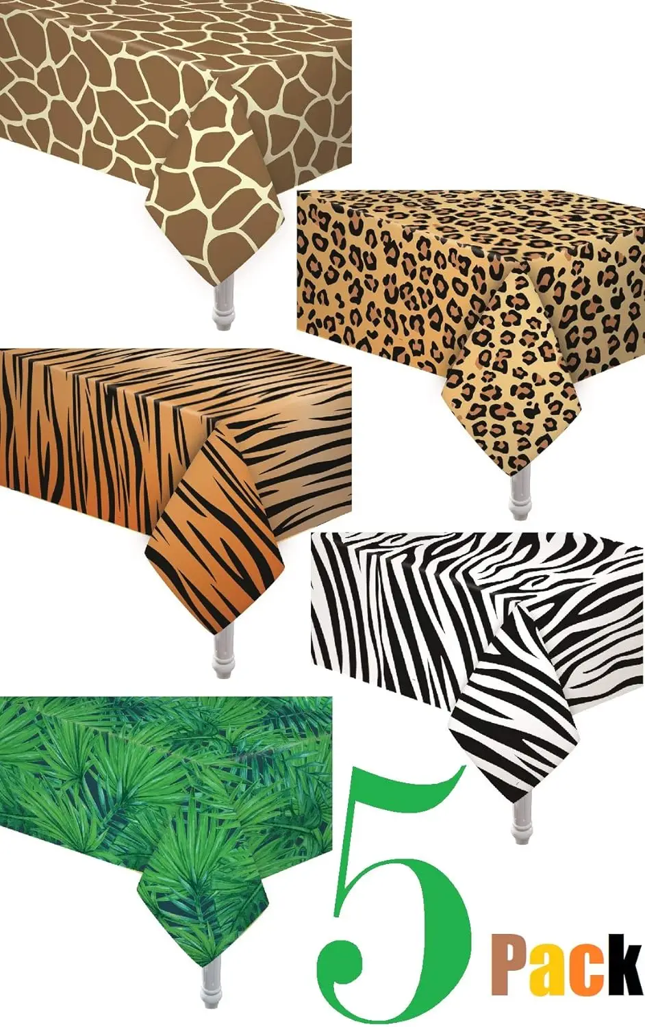 5 Pack Animal Theme PE Disposable Plastic Tablecloth For Parties