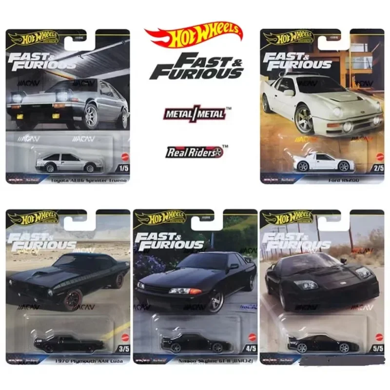 Genuine Hot Wheels Premium Car Fast & Furious Toy for Boy 1/64 Diecast Ford RS200 Nissan Skyline GTR Honda Ford Toyota AE86 Gift