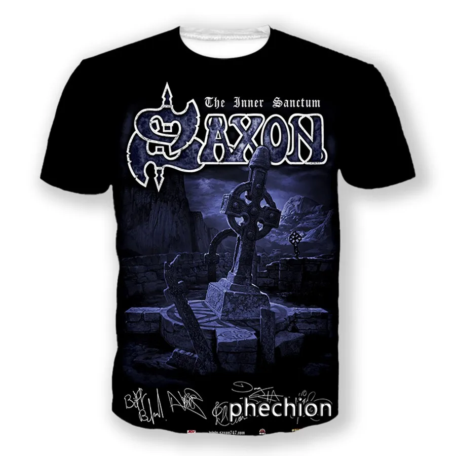 Phechion saxon banda 3d impressão masculina t camisa hip hop mulher tshirt unissex roupas topos fornecedores para drop shipper a51