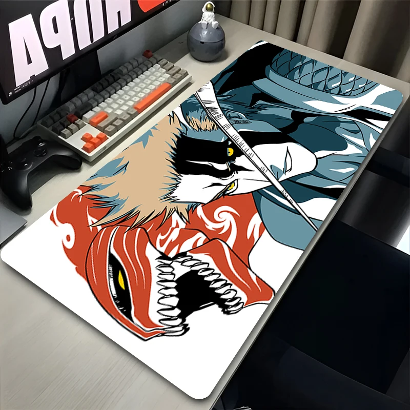 

Mouse Pad Laptop Japan Anime Bleach Mousepad PC XXL Black And White Desktop Mat Kurosaki Ichigo Keyboard Pad HD Print Mouse Mat