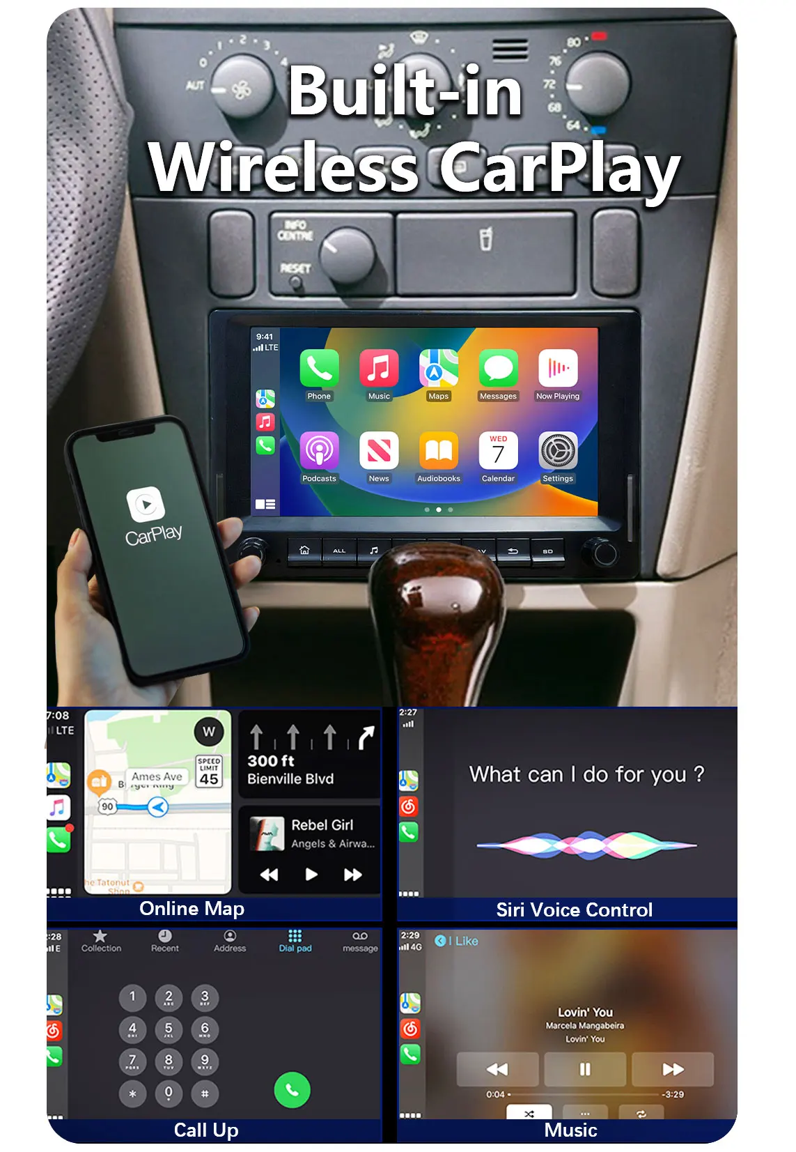 Radio Samochodowe For Volvo S40 V40 2000-2003 Wireless CarPlay Android Auto GPS Navigation BT Multimedia Direct Swap Autoradio