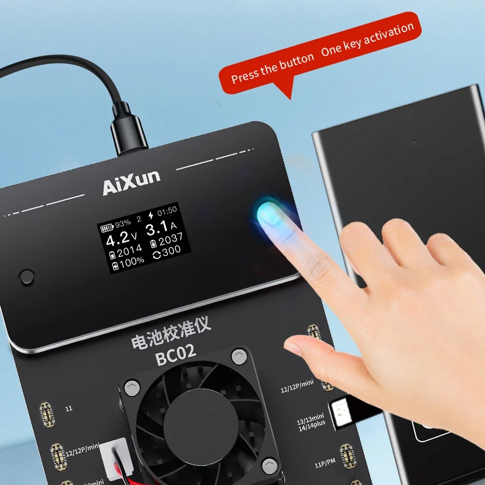 เครื่องสอบเทียบแบตเตอรี่ BC02 jcid aixun JC แบตเตอรี่ Apple การปรับเทียบสุขภาพสำหรับ iPhone 11 12 13 14 PRO MAX Series เครื่องมือซ่อมแซมแบตเตอรี่