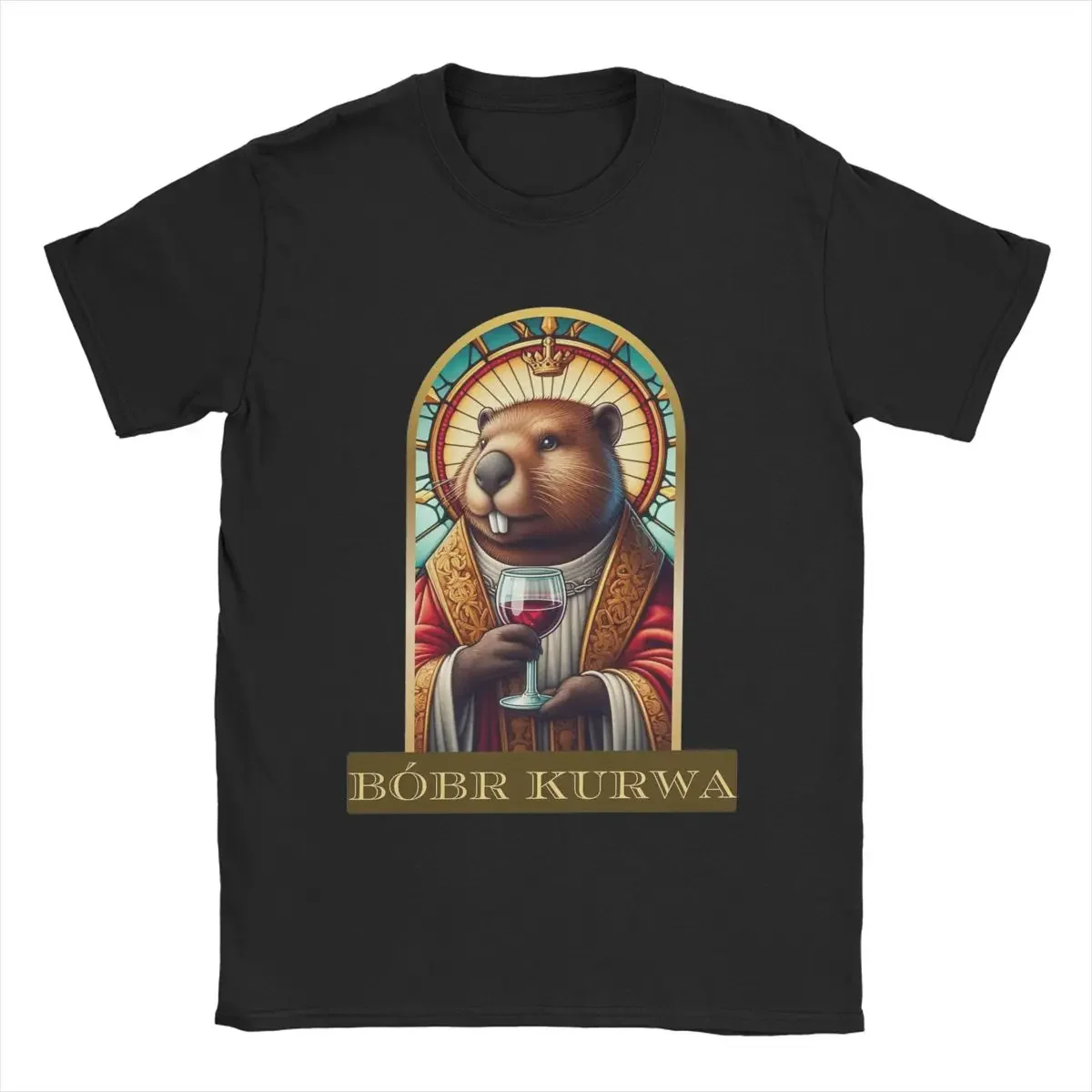 Jesus Saint Bobr Kurwa Apparel TShirt Men Women Bober Beaver Vintage Cotton Summer Cloth manga vintage anime clothes Round Neck