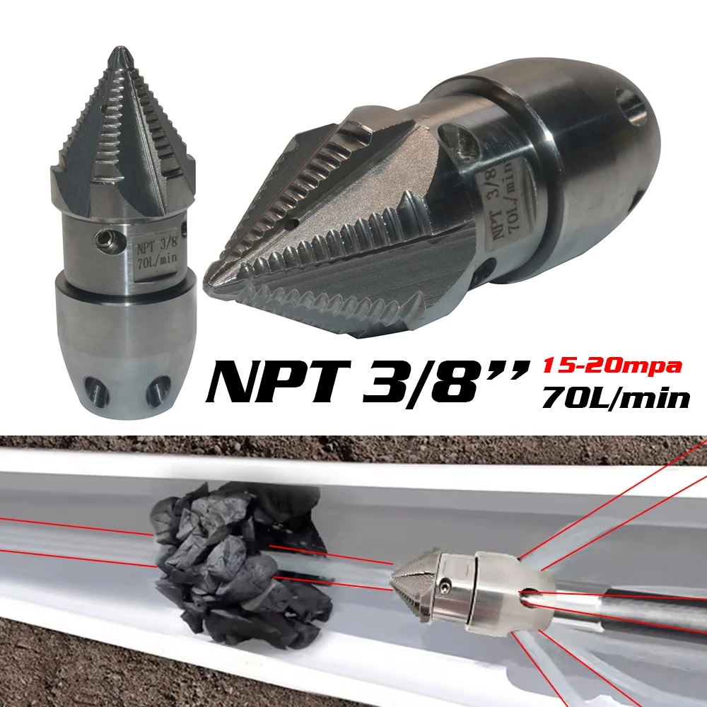 

Вращающаяся насадка NPT 3/8 дюйма, 15-20 МПа, вращающаяся насадка высокого давления, насадка для очистки канализации высокого давления, очистка шламу 70 л/мин