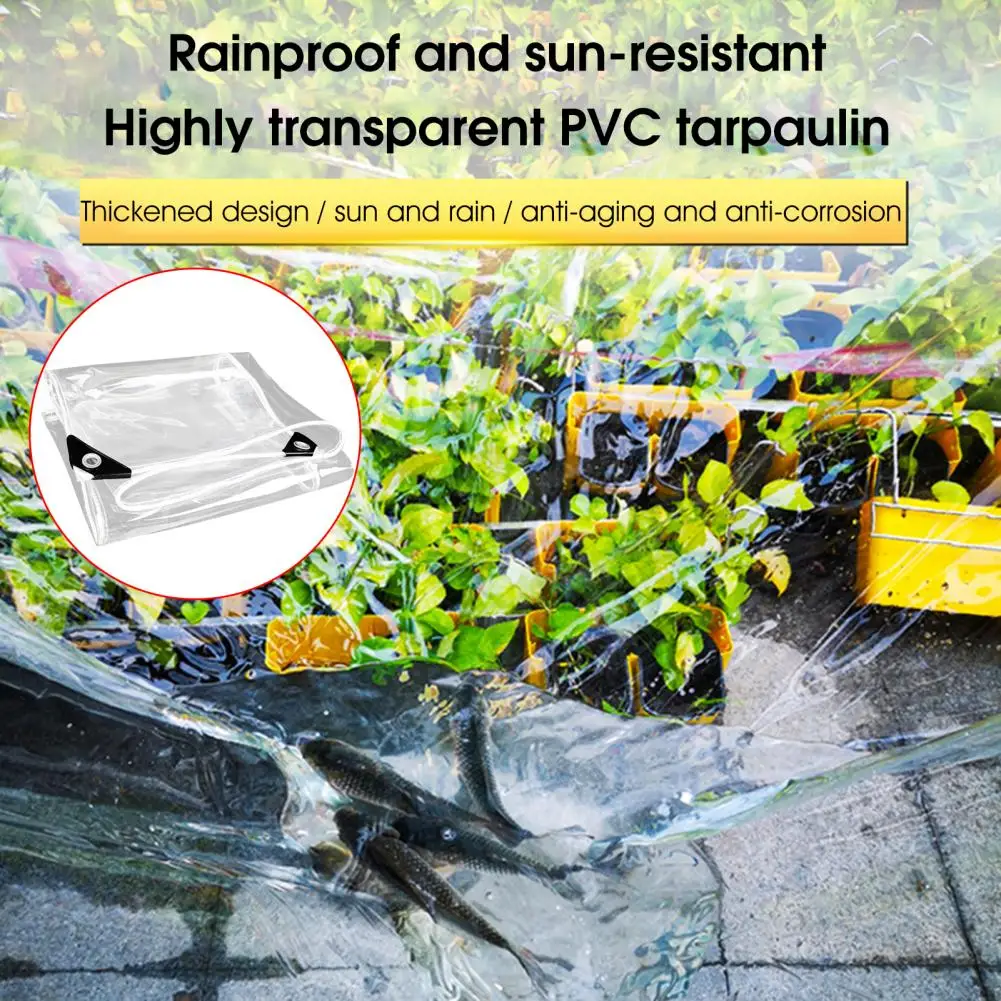 Transparent Tarpaulin Heavy Duty Tarp with Grommets Waterproof Reinforced Edge Thickened Tear Resistant Tarpaulin for Patio