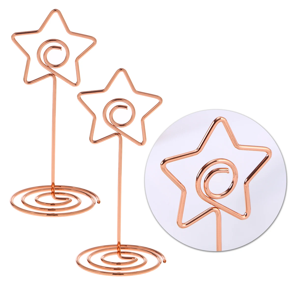 

10pcs Holder Table Number Wedding Office Metal Photo Table Number Holders Clips Menu Paper Spiral Base Star Design