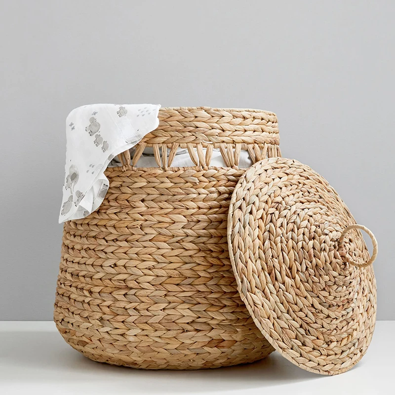 

Nordic Gourd Grass Storage Basket Handwoven Toy Basket Bathroom Lidded Laundry Basket Kids Room Storage Box