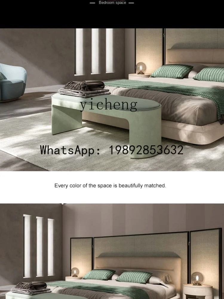 YFY  Modern Minimalist Top Layer Leather Bench Bedroom Bed End Stool Hallway Shoe Changing Stool