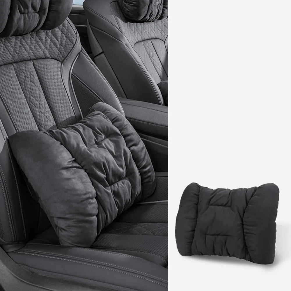 

Warmth Car Seat Neck Rest Pillow Universal Comfort Winter Plush Car Headrest Soft Suede Lumbar Pillow Support