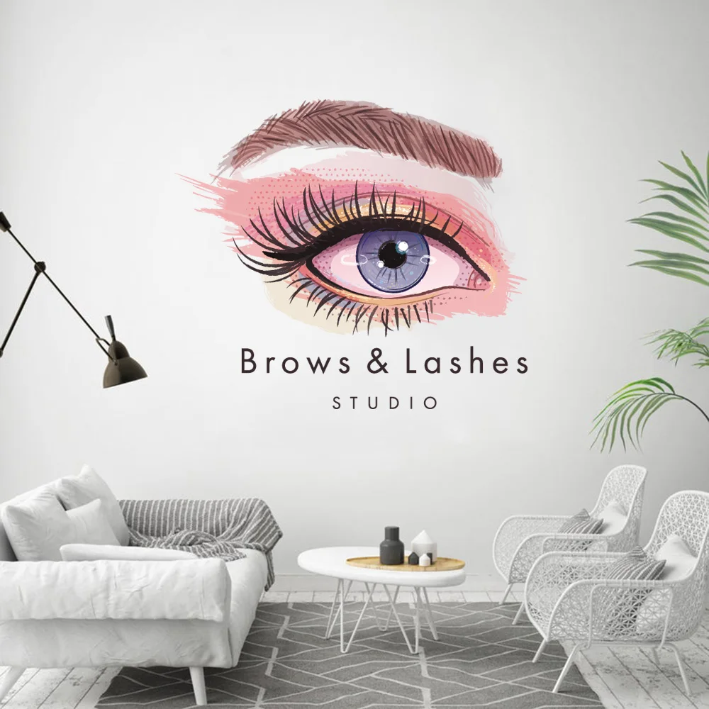 New Design Brows Lashes Wall Sticker Personalized Creative Room Beauty Salon Removable Wall Decoration Stickers