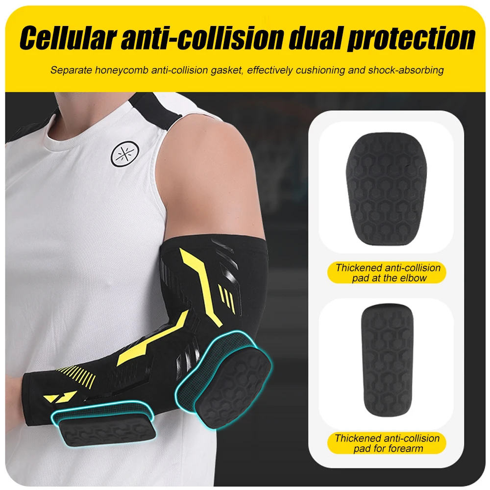 1 Pcs Professional Padded Arm Sleeves, Youth and Adult Elbow Forearm Crashproof Pads for Football Basketball Volleyball Soccer