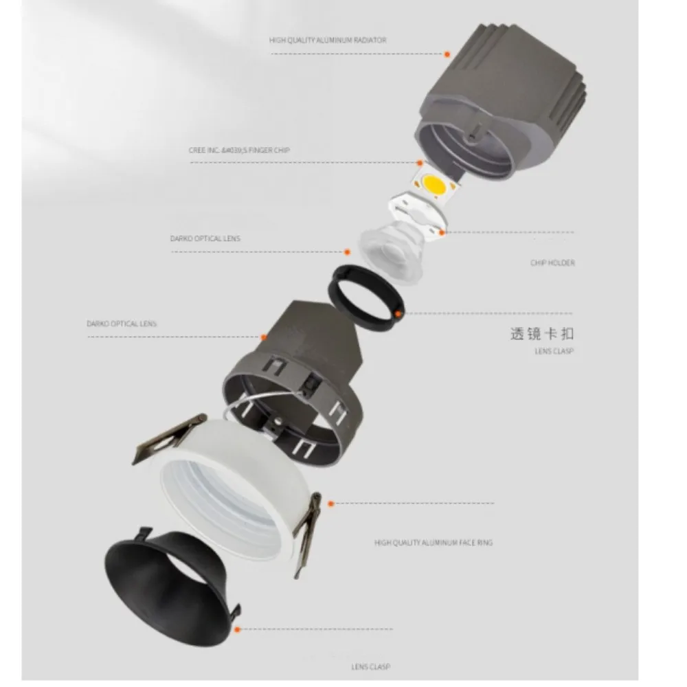Recessed Anti-glare LED COB Spotlight 24W 30W Dimmable LED Downlight 7W 10W 18W 20W AC110V220V Ceiling Spot Indoor Lighting