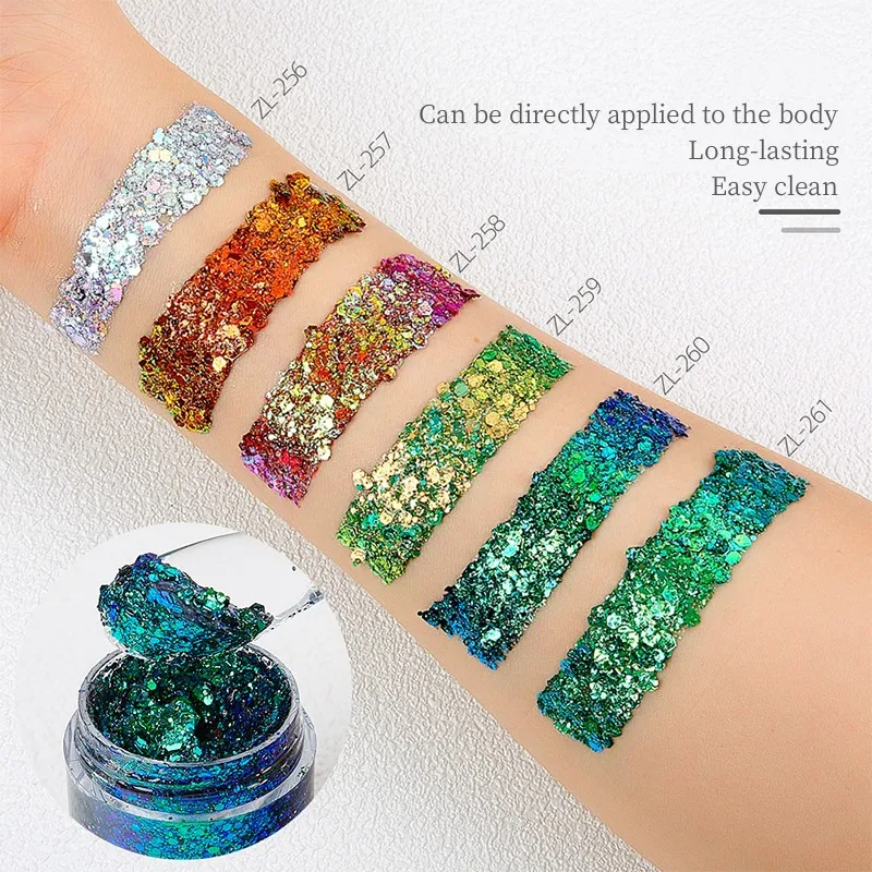 New Glitter gel Children's Stage Makeup Sparkling Atmosphere Colored Painting Chameleon Gel Sequins Body Paint Item Carnival