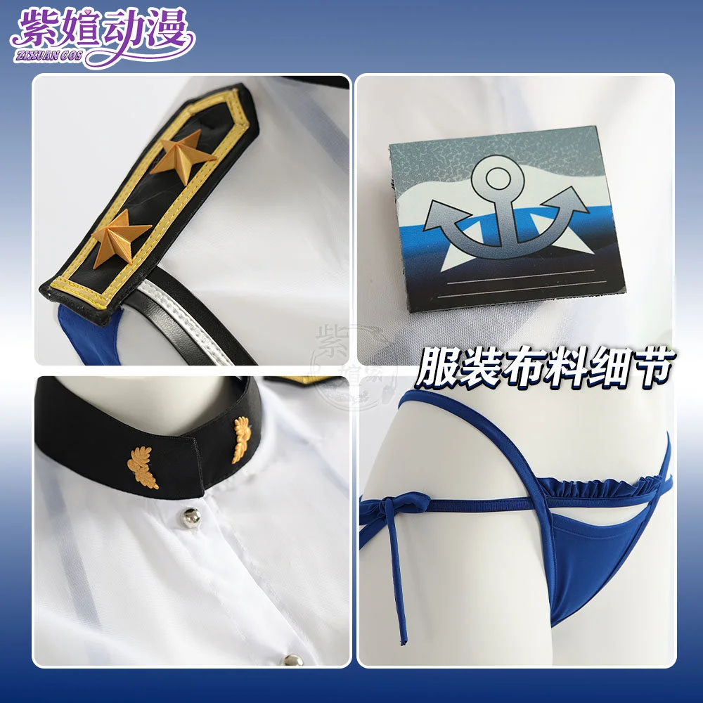 Game Helm Cosplay Costume Helm Aquamarine Swimwear Bathing Suit For Hallowmas Party Adult Women Role Play Prop view 4