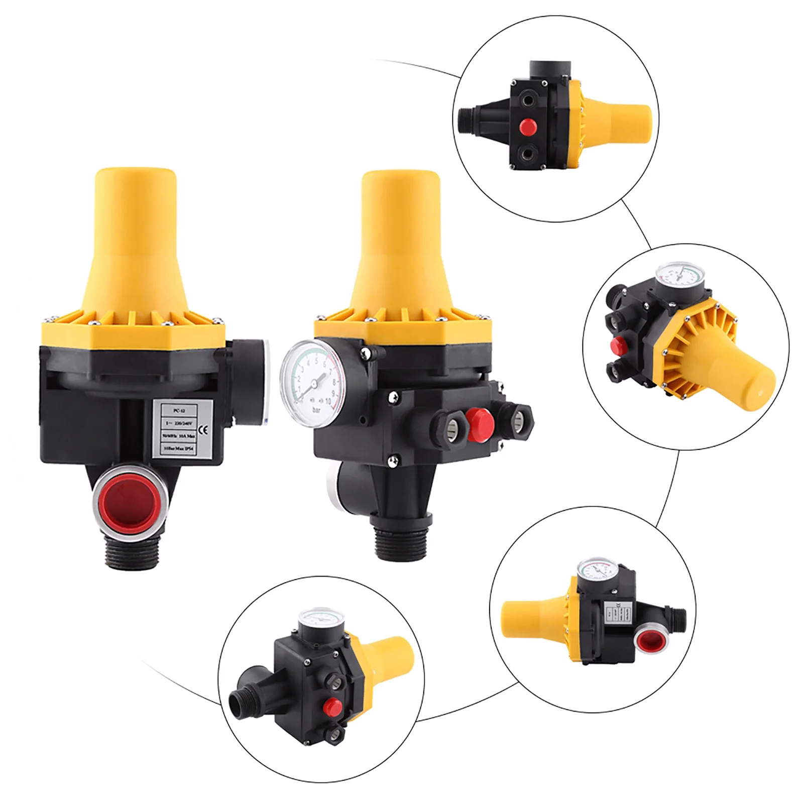 Water Pump Pressure Controller,Water Pump Automatic Controller Switch with Meter Automatic Start Stop For Water Shortage Protect