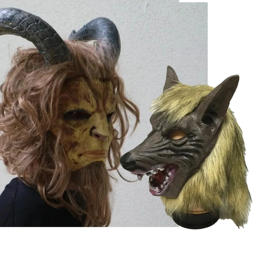 Gruseliges Dekor Biest Werwolf Cosplay Kostüm Schönheit und das Biest Prinz Maske Helm Party Maske Wolf Handschuhe Halloween Party