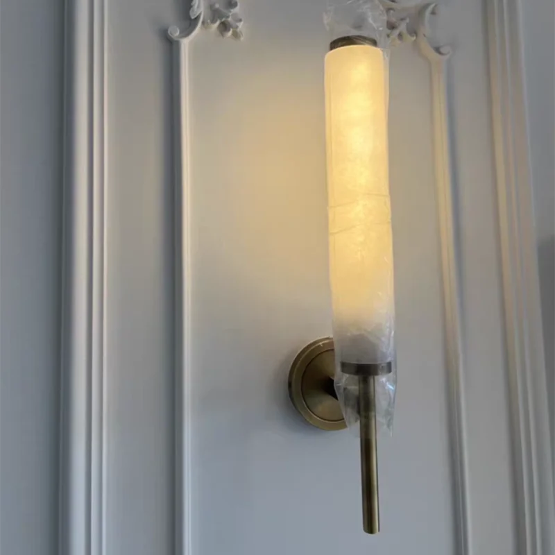 

Natural Marble LED copper Wall Lights Black Gold color For Foyer TV Background Bathroombedroom study aisle all copper wall lamp