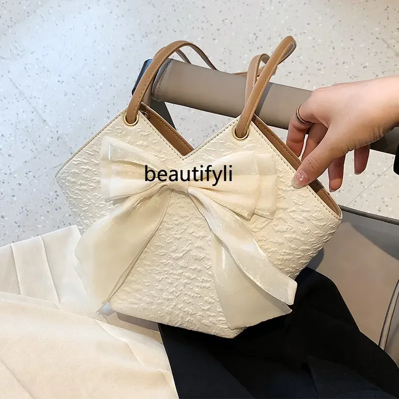 yj Spring Large Capacity Bag Fashion Commuter Women's Bag Bow All-Match Shoulder Bag