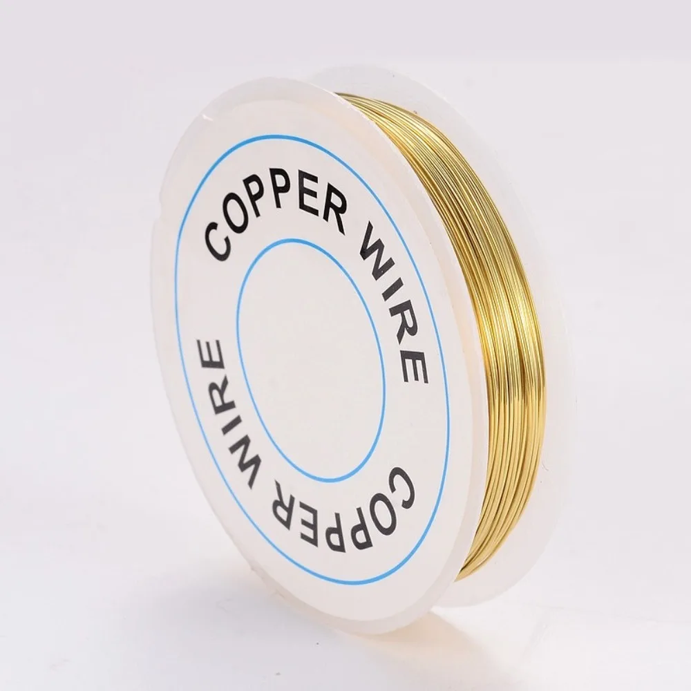 1roll Round Copper Jewelry Wire golden 24 Gauge 0.5mm about 26.24 Feet(8m)/roll
