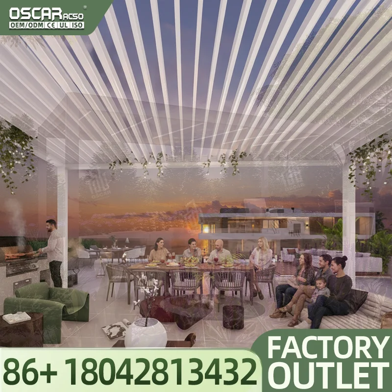 Conjunto de Sofás de Jardín Portátiles Modernos de Aluminio para Patio de Hotel y Uso en Exteriores, Pérgola