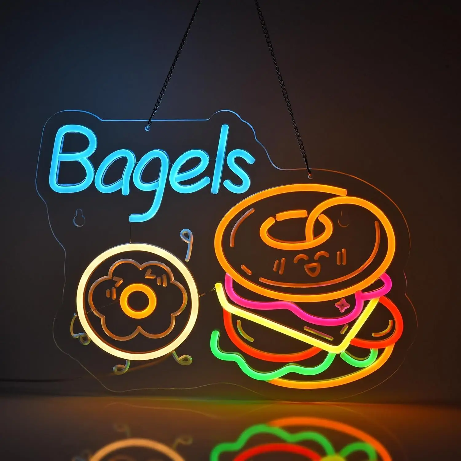 

Bagels Neon Sign USB Dimmab LED Lights for Bakery Cake Shop Retail Shop Market Mall Grocery Bakeries Café Celebration Decor