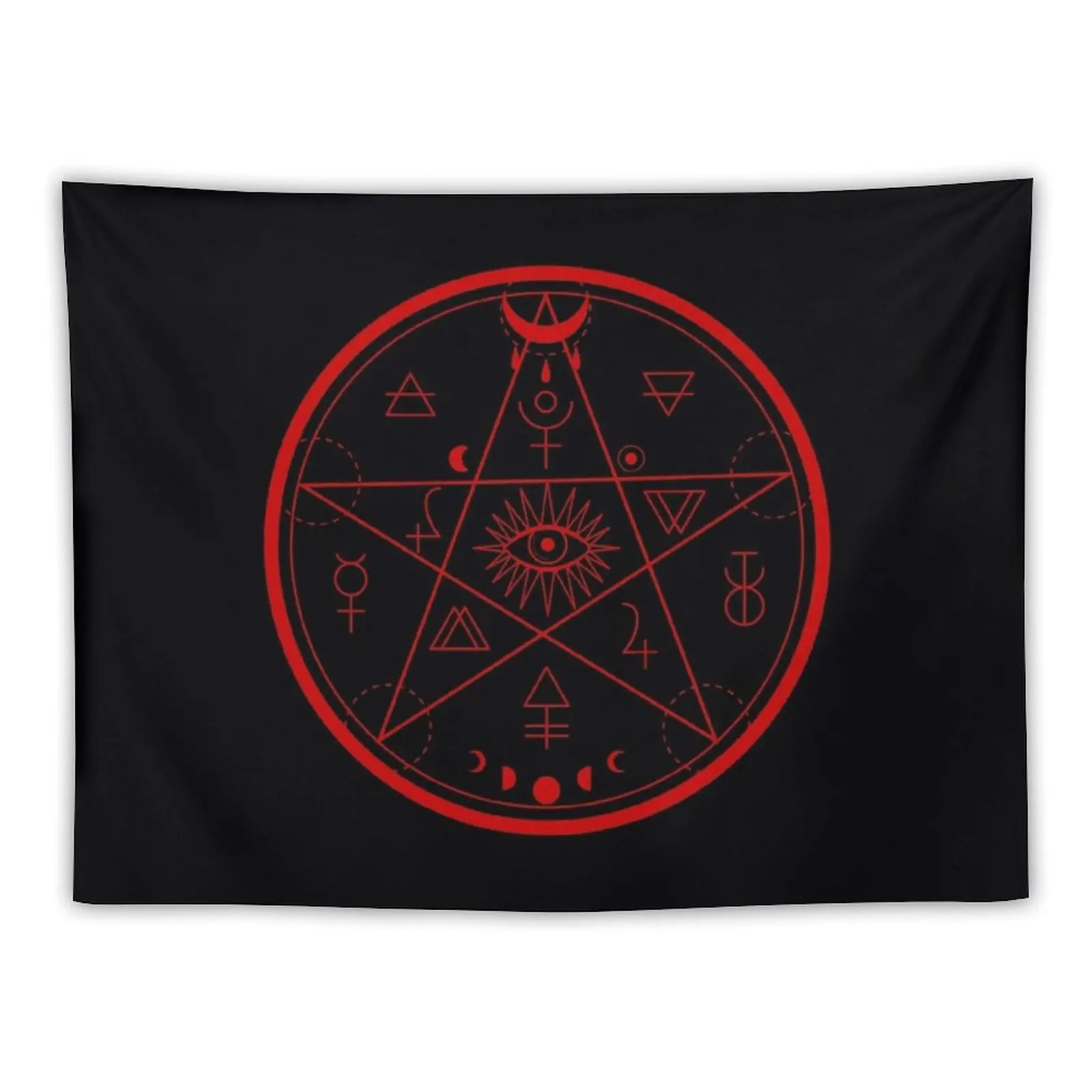 

Halloween pentagram, mystic and fantasy symbol illustration. Esoteric, occult and gothic abstract aesthetic Tapestry