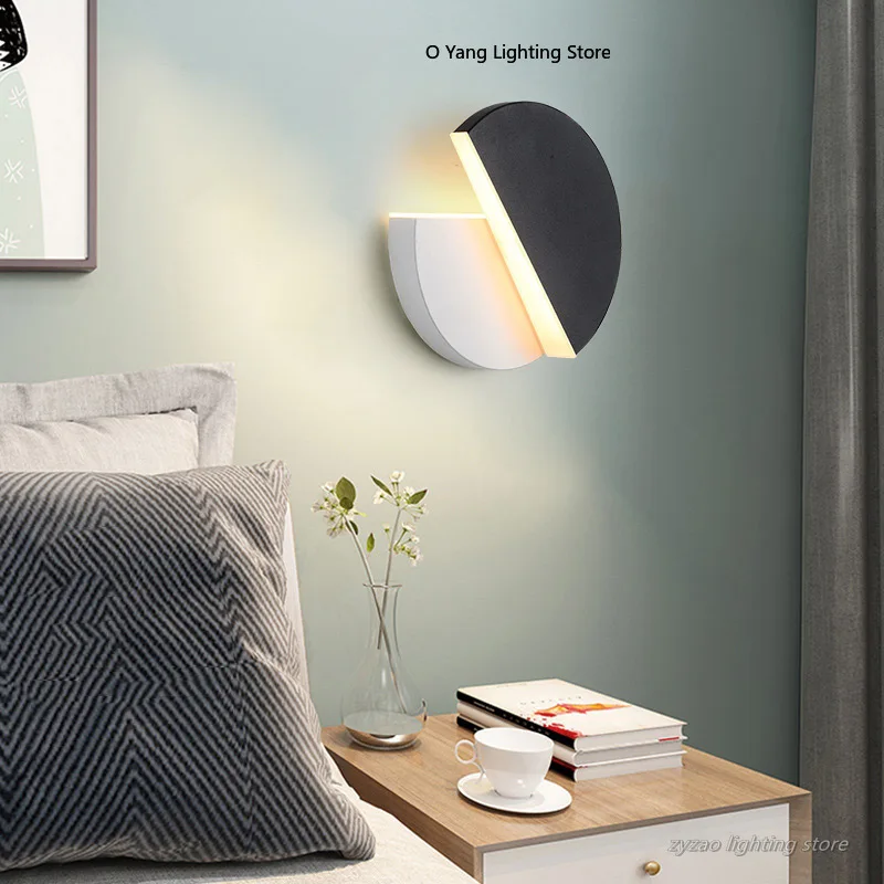 Innovation LED Wall Lamp 360 Degree Rotation Adjustable Bedside Lights White Black Creative  Modern Bedroom Loft Aisle Lamps