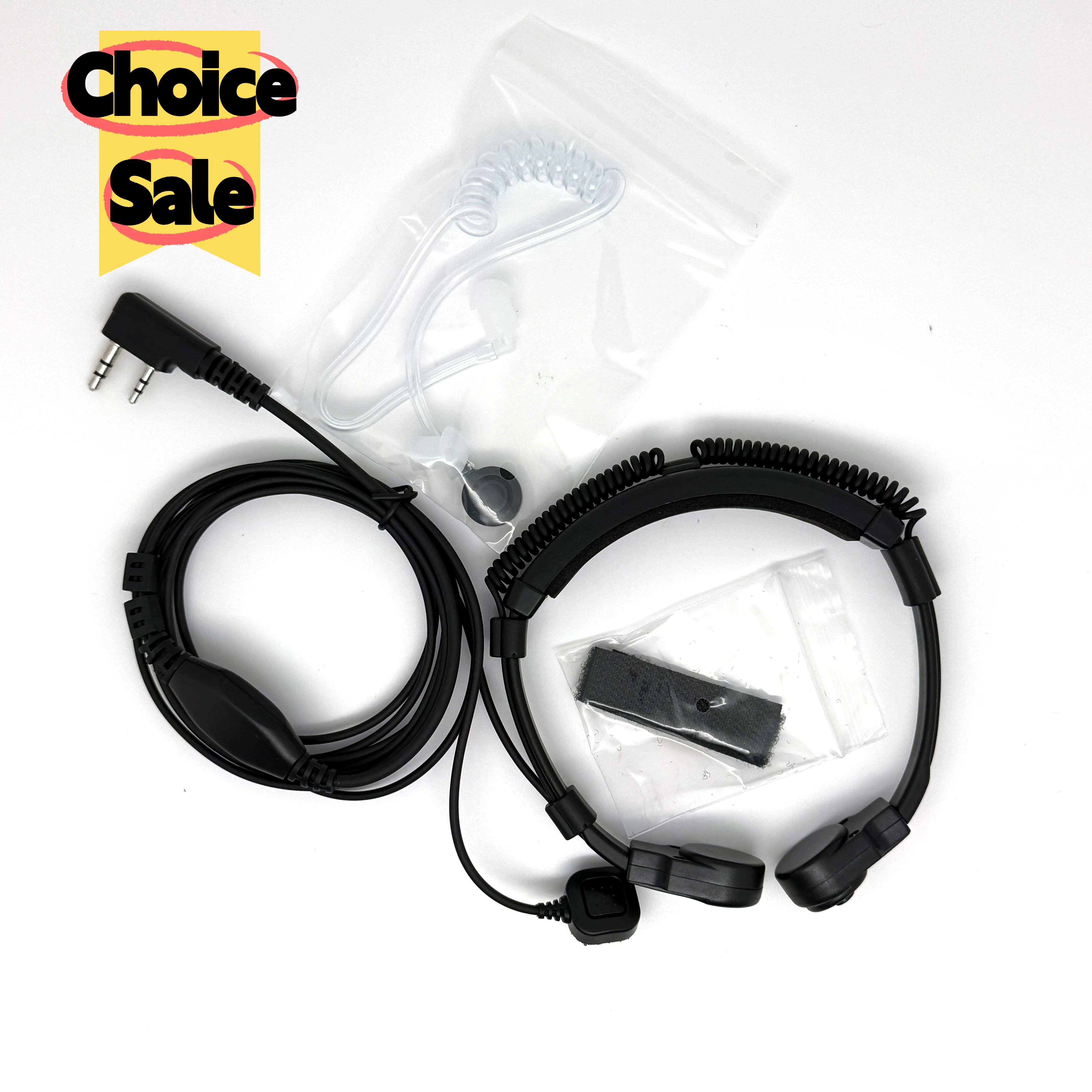 Walkie-Talkie Headset 2Pin Throat Mic Acoustic Tube Earpiece Radio for Baofeng UV5R  TYT