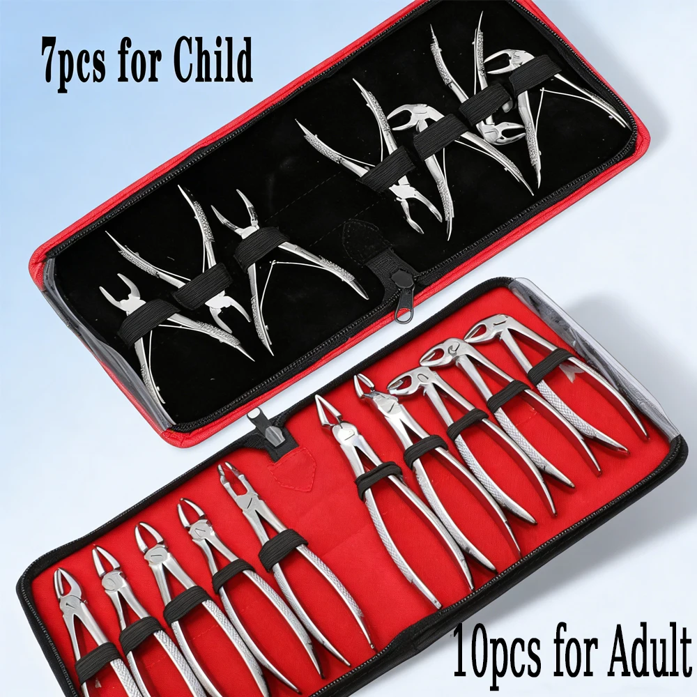 

Complete Dental Extraction Tool Set with Forceps for Adult Teeth and Residual Roots Removal Stainless Steel Surgical Kit