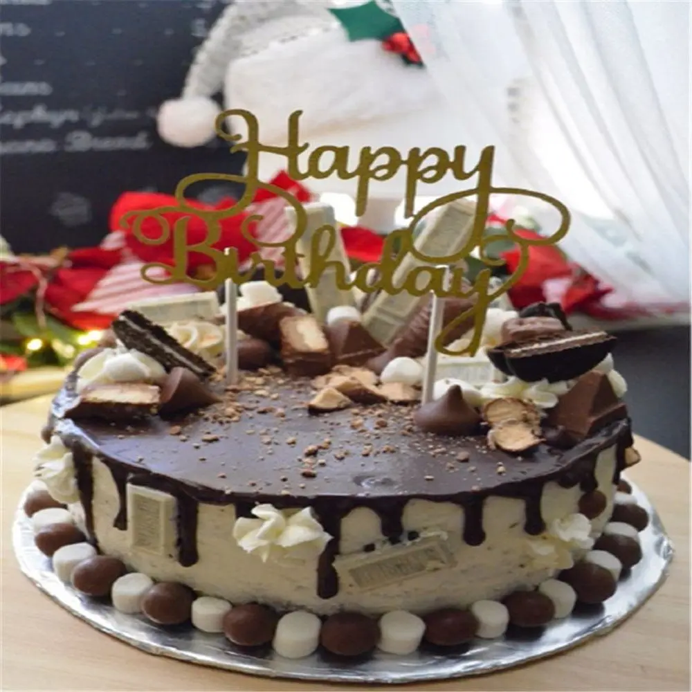 Happy Birthday Cake Toppers DIY Confetti Balloon Cake Decor Star Heart Cupcake Flag for Birthday Party Dessert Decor Baking - Detail 1