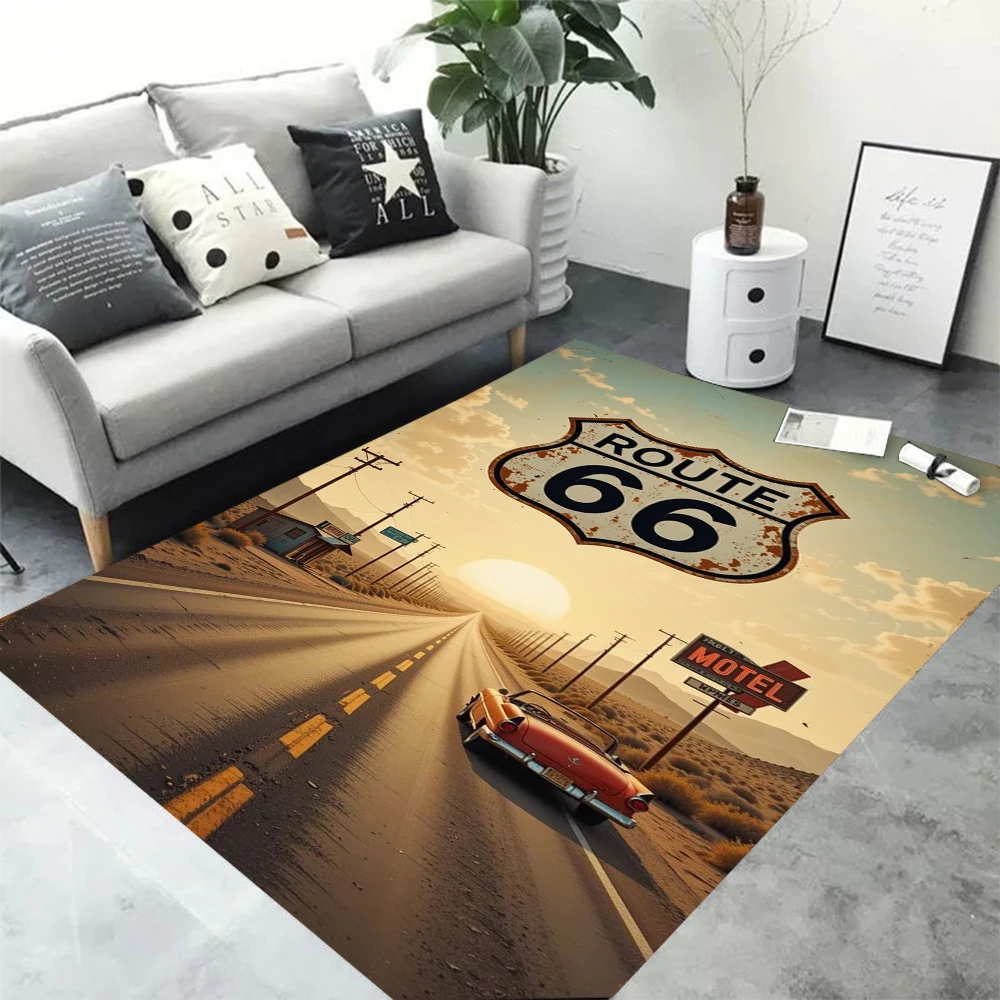 Route 66 Printing Living Room Carpet Kids Room Carpet Kitchen Carpet Floor Carpet Modern Entrance Carpet Home Bathroom Carpet