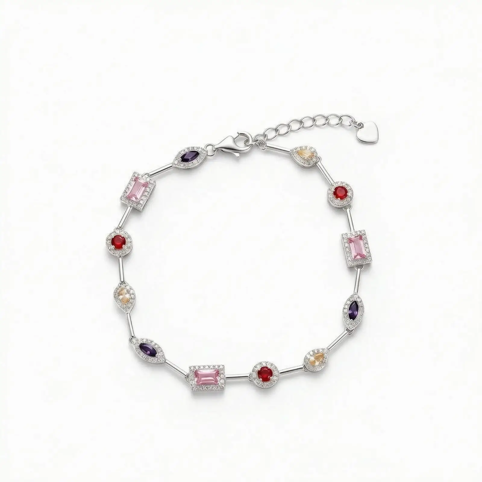 Sparkling Silver Bracelet for Women 925 Sterling Silver Geometric Zircon Moissanite Tennis Chain Jewelry