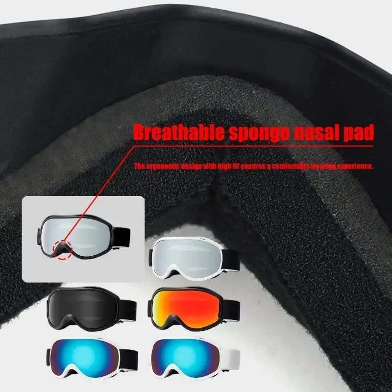 نظارات تزلج واسعة الرؤية بطبقة مزدوجة على الجليد للنساء والرجال وركوب الدراجات 24BD #4