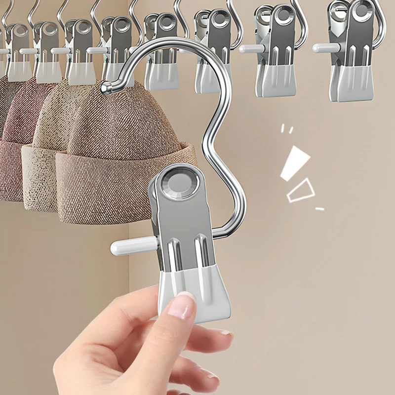 5/10Pcs Stainless Steel Clothespins Laundry Clothes Pegs Hook Portable Hanging Clothes Clip Wardrobe Clothes Organizer Hanger