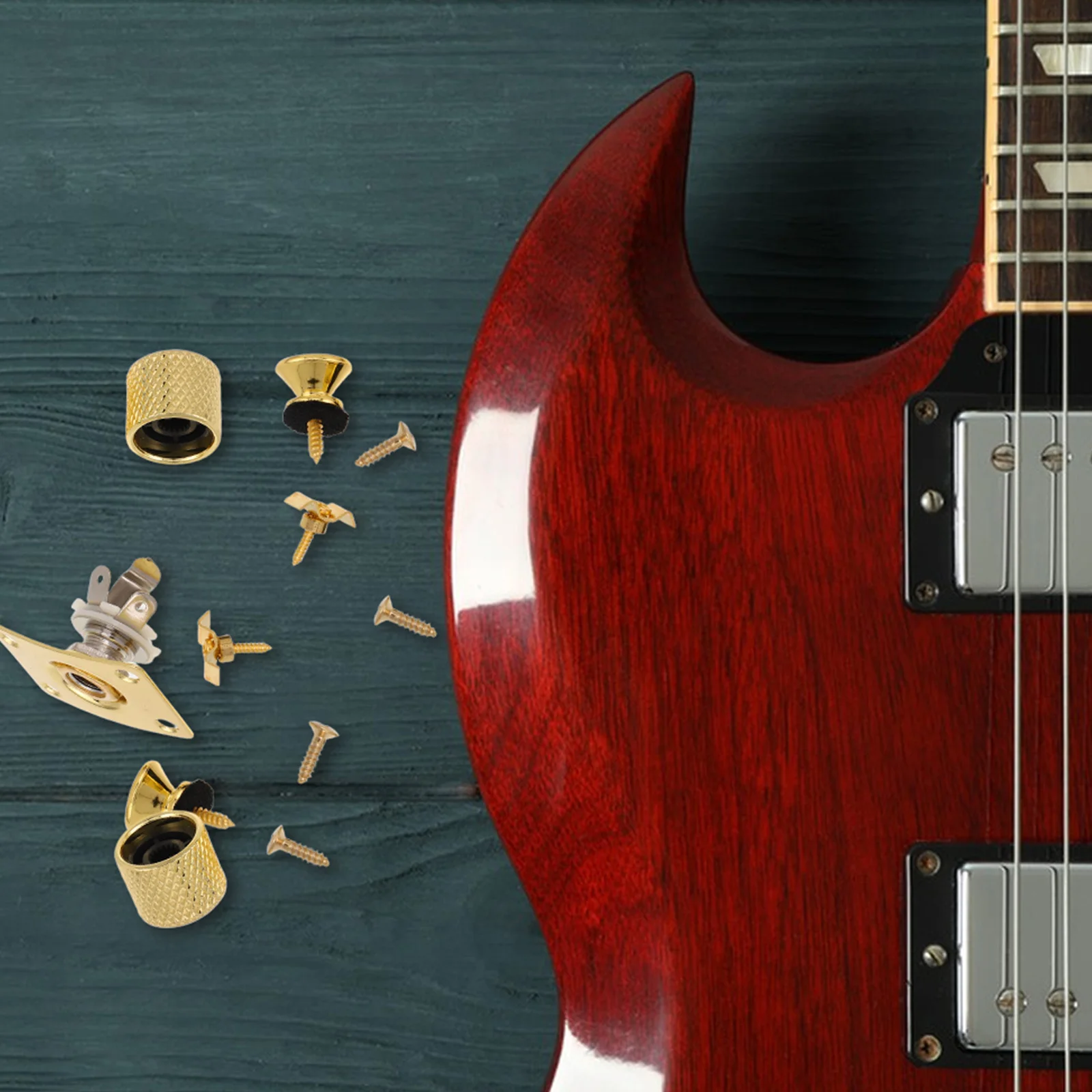 

1 Set Guitar Accessories Kit Silver Finish Upgraded Strap Buttons Endpin Jack Secure String Retention Guitar Parts Replacement