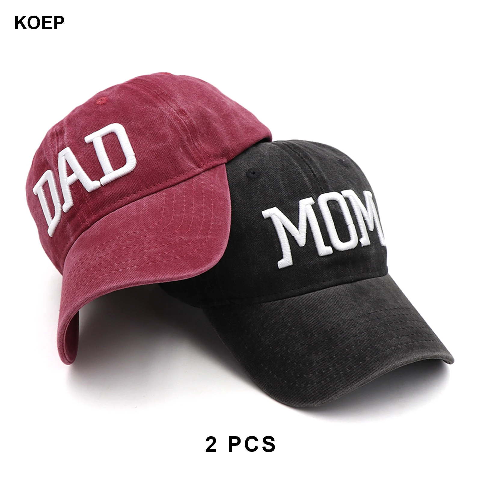 KOEP MOEDER En VADER Baseball Cap Vissen Caps Mannen Outdoor Vrouwen Gewassen En Versleten Zwangerschap Aankondiging Hoeden 3D Borduren