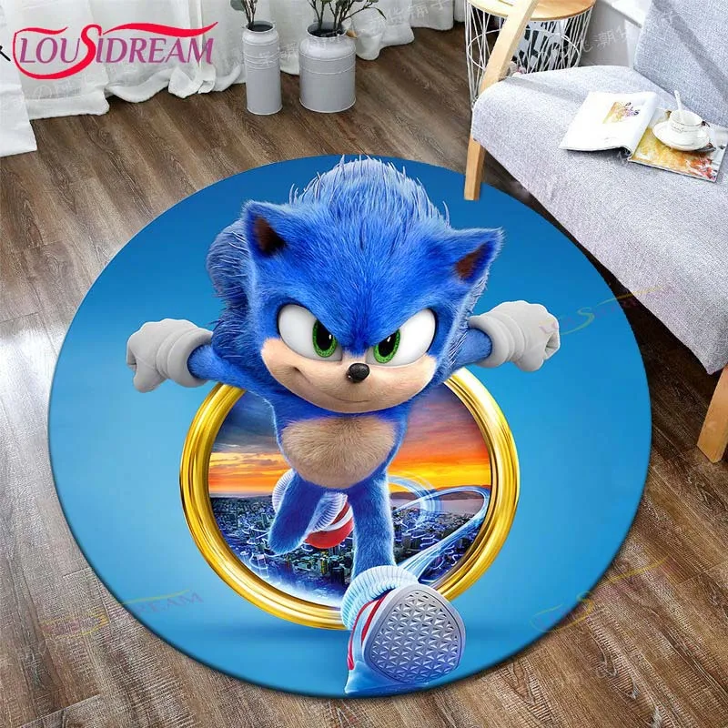 Nieuwe Cartoon Sonic Ronde Tapijt Anime Egel Actiefiguren Kinderkamer Slaapkamer Vloermatten Decoratie Props Levert Gift