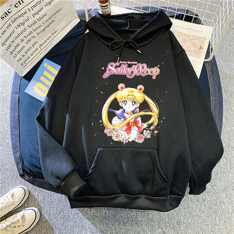 New Sailor Moon Hoodies Women Kawaii Cartoon Printed Sweatshirts Hoodie Cute Casual Sporty Long Sleeves Winter Clothes Women