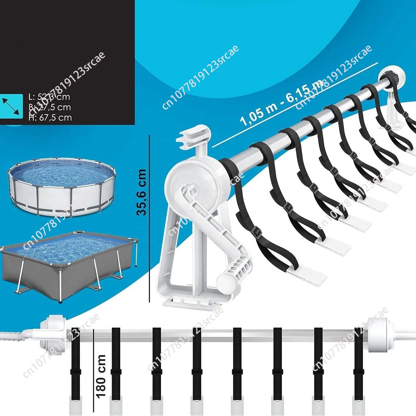ABS pool cover reels for surface and framed pools are easy to install and require no tools