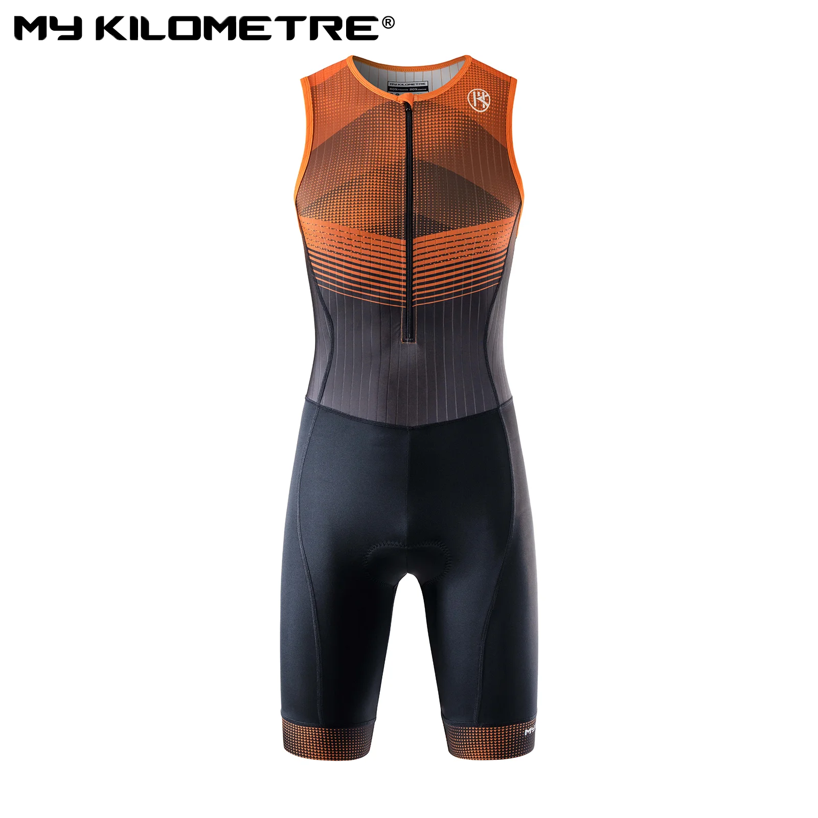 

MY KILOMETRE Triathlon Suits Mens One-Piece Sleeveless Padded Quick-Dry Swim Bike Run with Pockets