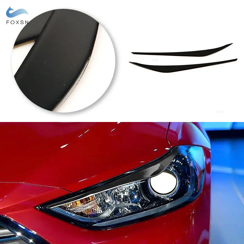 

Soft PVC Plastic Car Headlight Eyebrow Eyelid Trim Stickers For Hyundai Elantra 2016 2017 2018 Piano Black Accessories