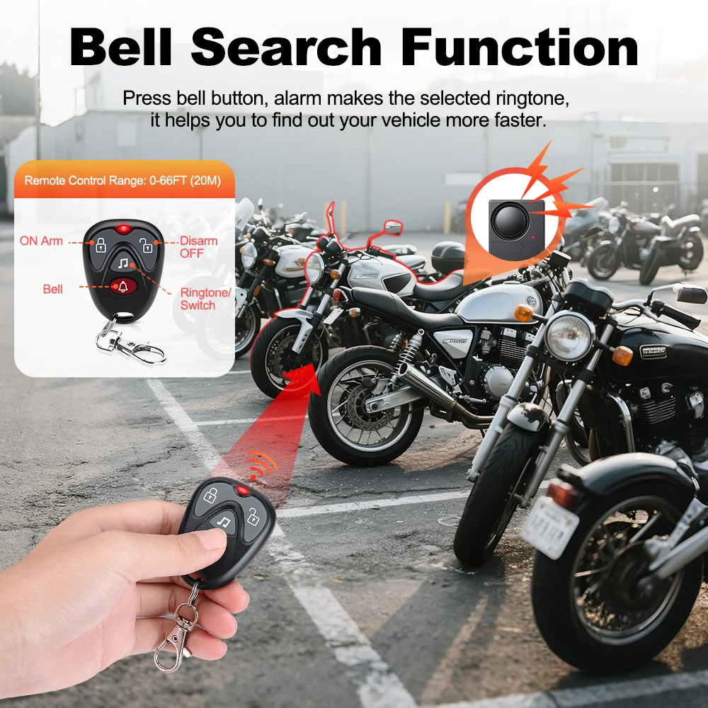 Awapow Allarme antifurto per porte e finestre Casa Bicicletta Auto Moto Sicurezza Sensore per bici a vibrazione wireless Telecomando 110dB